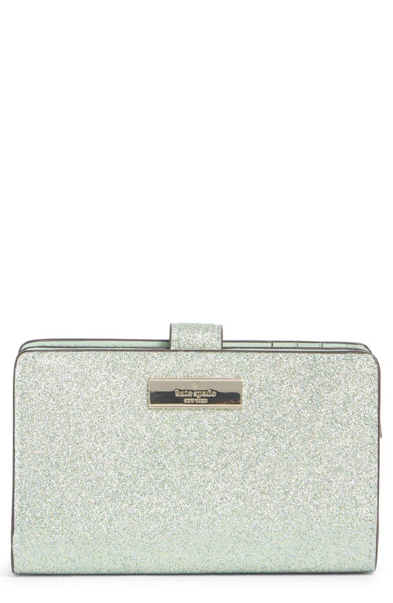 Kate Spade New York kenzie boxed glitter medium compact wallet, Main, color, Seawater