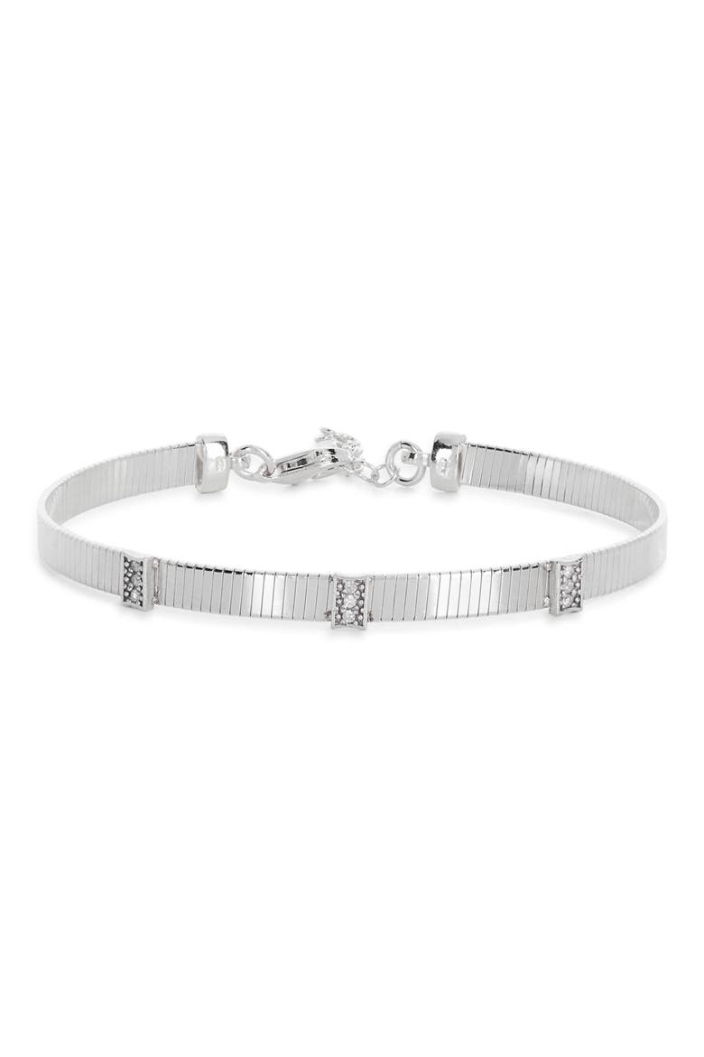 Diamond Ribbed Chain Bracelet, Main, color, WHITE GOLD