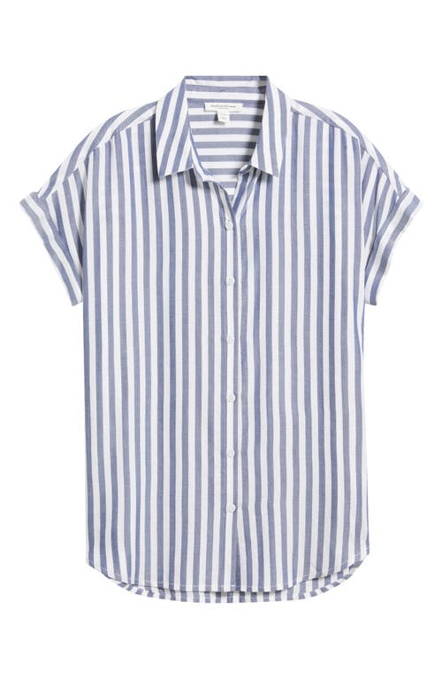 BEACHLUNCHLOUNGE BEACHLUNCHLOUNGE KENZIE STRIPE SHORT SLEEVE BUTTON-UP SHIRT 