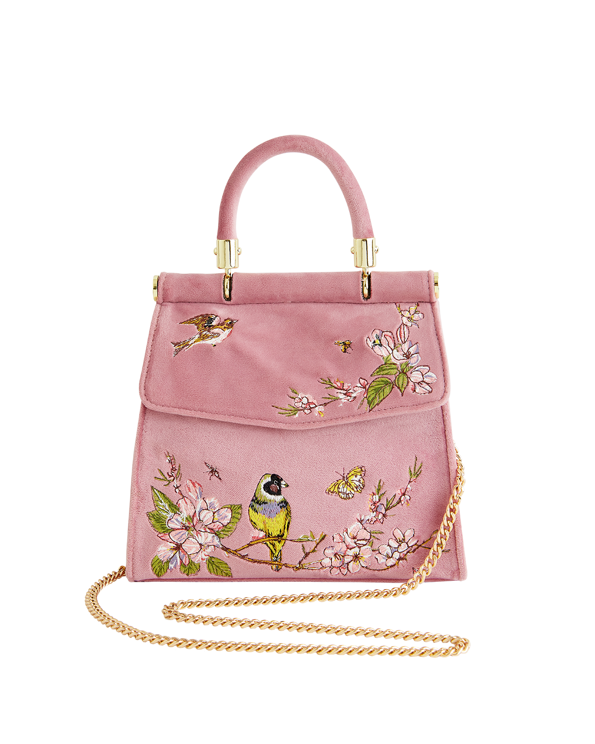 Fable England Song Bird Embroidered Mini Pink Tote, Alternate, color, Pink