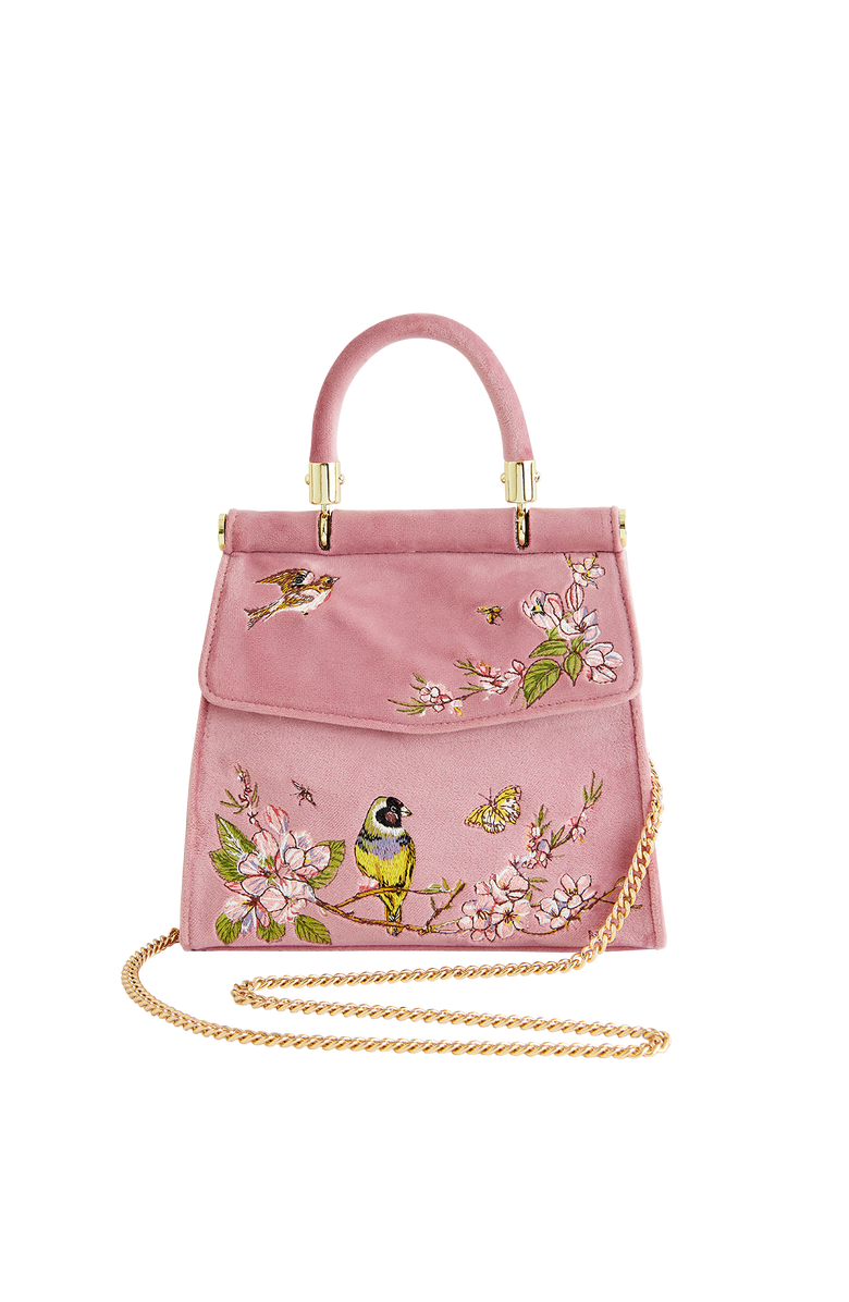 Fable England Song Bird Embroidered Mini Pink Tote, Alternate, color, Pink