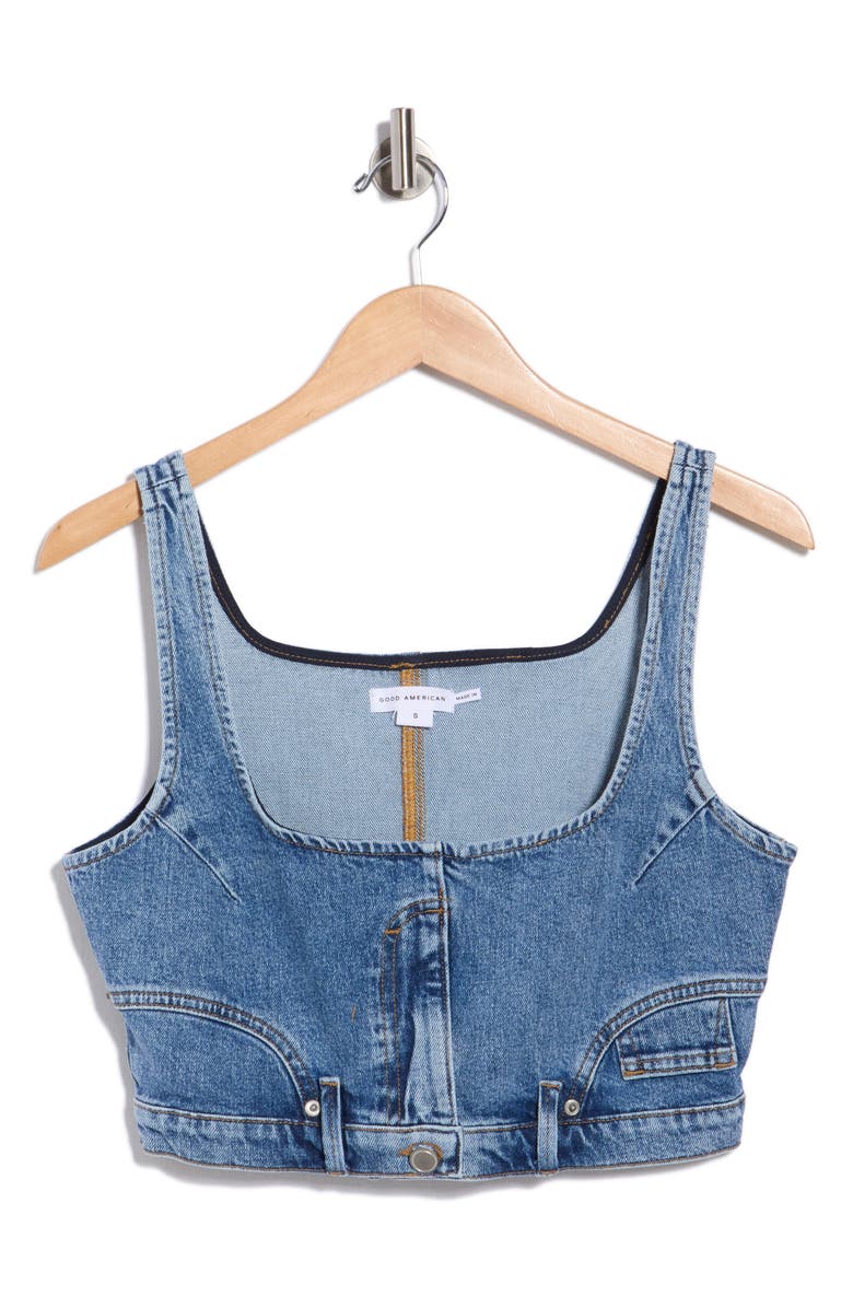 Good American Reworked Denim Vest, Alternate, color, Indigo1083