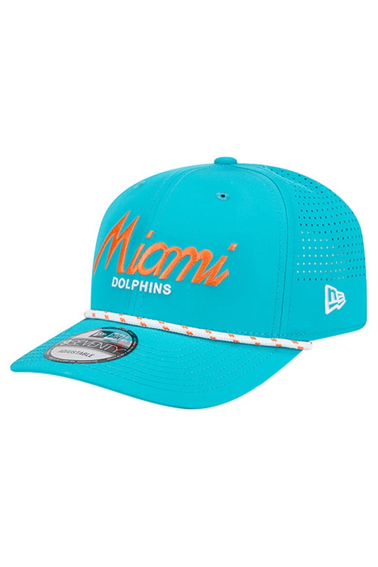 Men's New Era Aqua Miami Dolphins Script 9SEVENTY Adjustable Hat, Main, color, Aqua