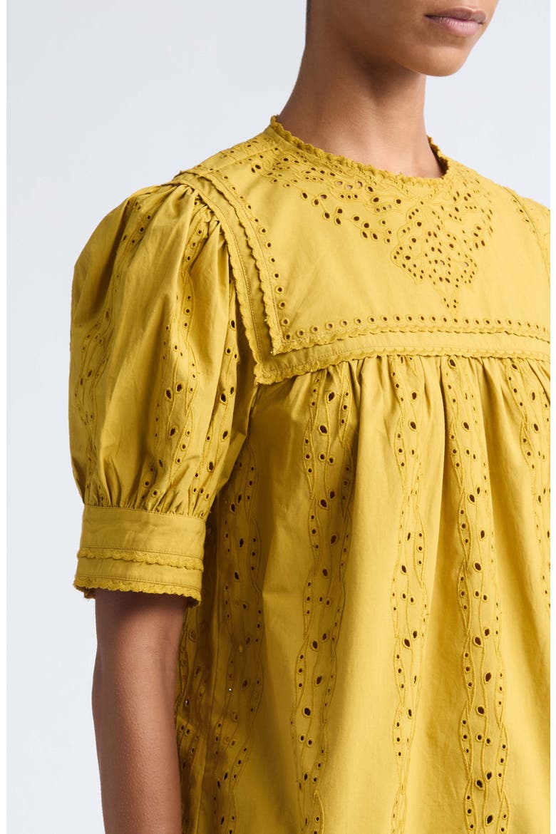 Una Eyelet Cotton Top, Alternate, color, CITRINE