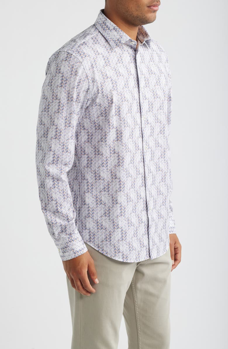 Bugatchi James OoohCotton<sup>®</sup> Abstract Print Button-Up Shirt, Alternate, color, Peacock
