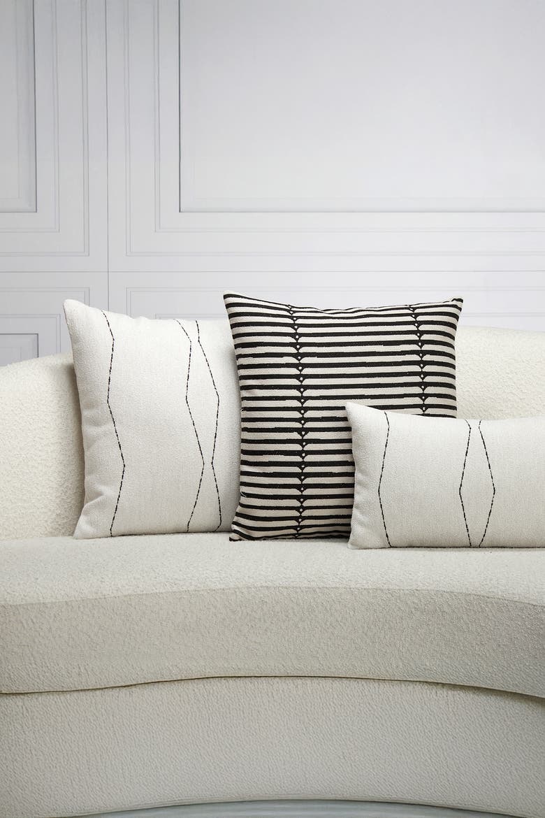 Oblique Ebony Textured Indoor & Outdoor Woven Accent Pillow, Alternate, color, Ebony