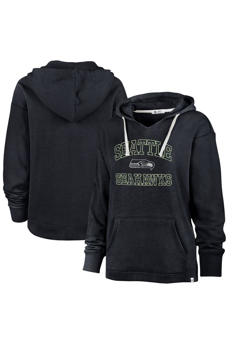Women's '47  Navy Seattle Seahawks Clarity Naomi Hoodie, Main, color, Charcoal