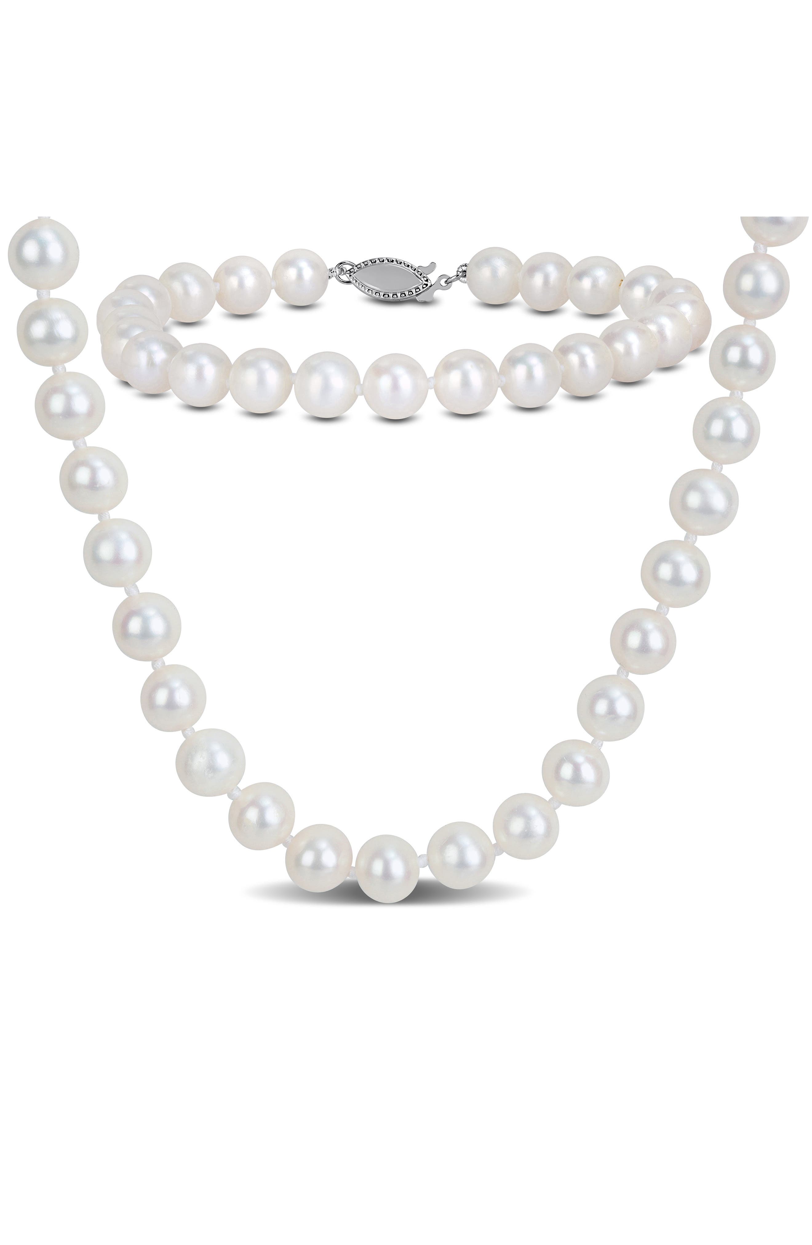 DELMAR 7-7.5mm Cultured Freshwater Pearl Necklace & Bracelet Set