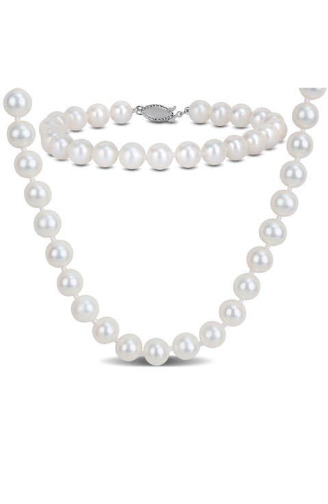 7-7.5mm Cultured Freshwater Pearl Necklace & Bracelet Set