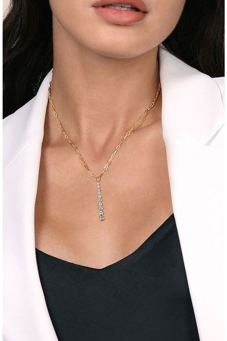 Bujukan Linear Diamond Pendant Necklace, Alternate, color, TWO TONE