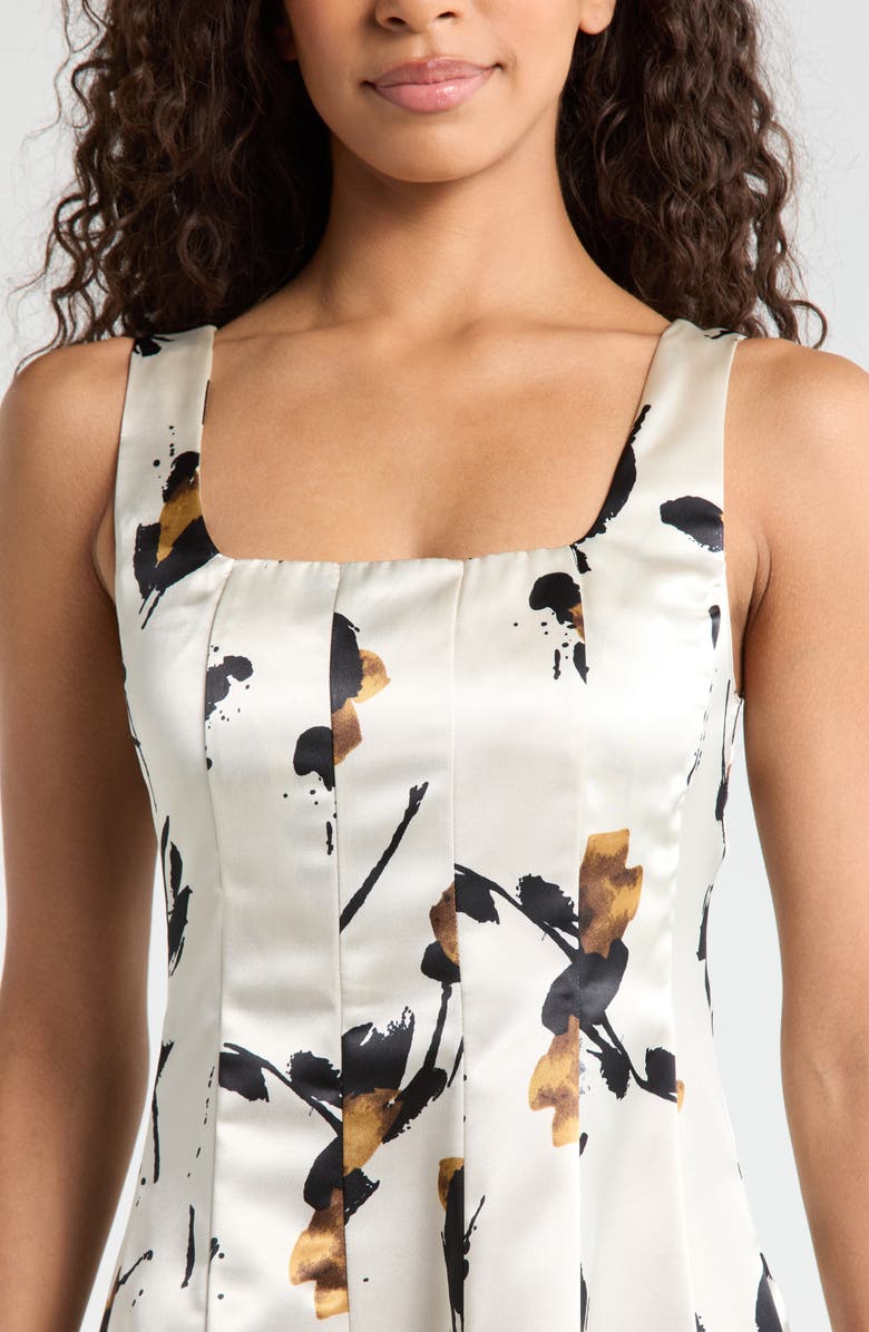 MELLODAY Floral Print Satin Maxi Dress, Alternate, color, Bone Multi