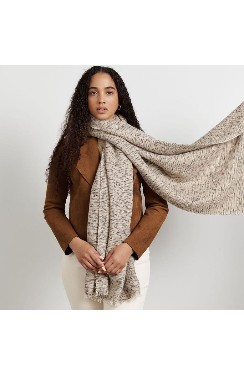 Studio Variously Forest Night Handwoven Neutral Cashmere Merino Scarf, Alternate, color, Black/Forest