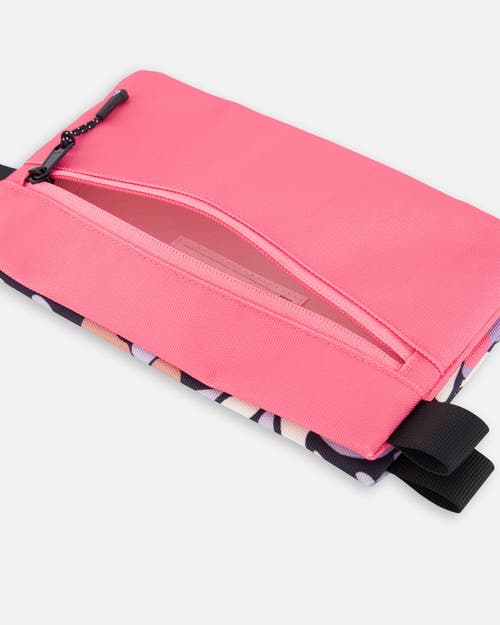 Deux Par Deux Double Pencil Case Retro Flower In Black