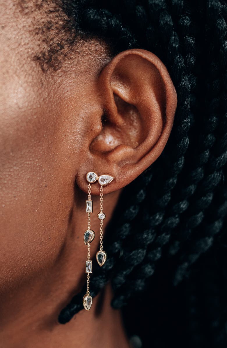 Anzie Cléo Eliana Double Chain Drop Earrings, Alternate, color, Gold