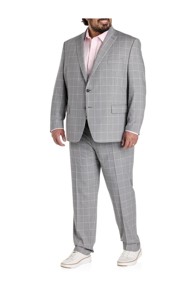 Big & Tall Windowpane Suit Jacket, Alternate, color, GREY