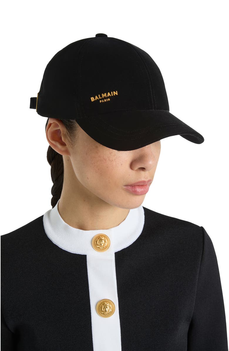 Balmain Paris velvet cap, Alternate, color, Black
