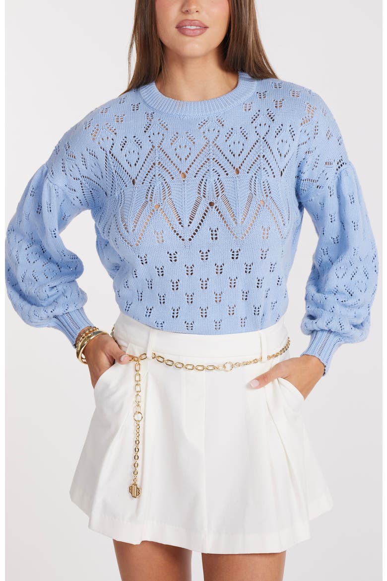 Favorite Pointelle Sweater, Alternate, color, Sea