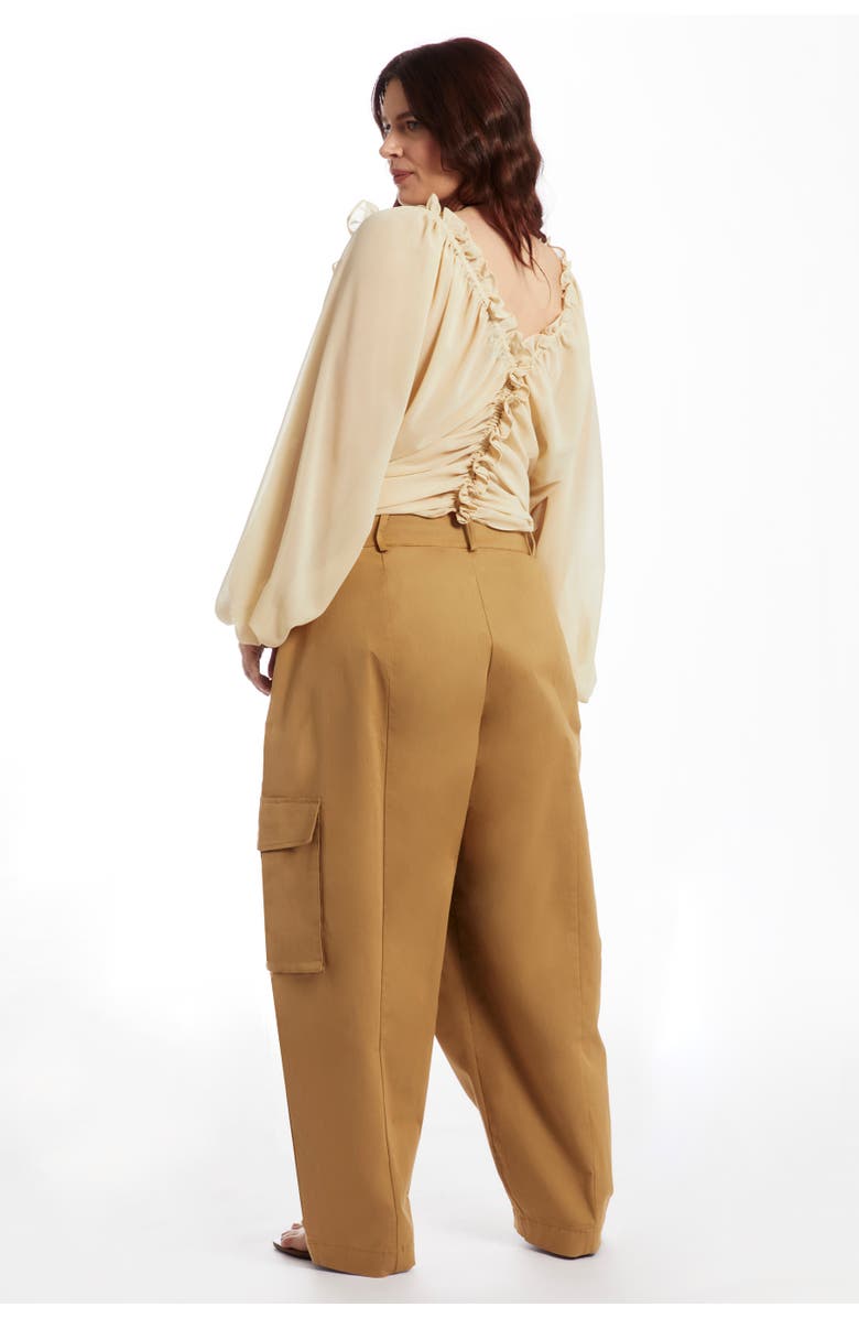 June + Vie Barrel Leg Cargo Pant, Alternate, color, Rye Bread