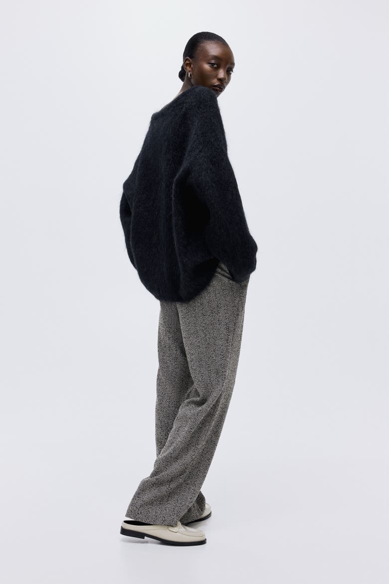Tailored Trousers, Alternate, color, Gray/herringbone-patterned