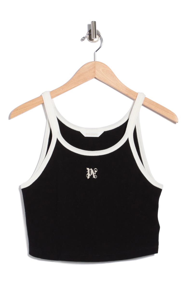 Logo Embroidered Tank Top, Main, color, BLACK/WHITE
