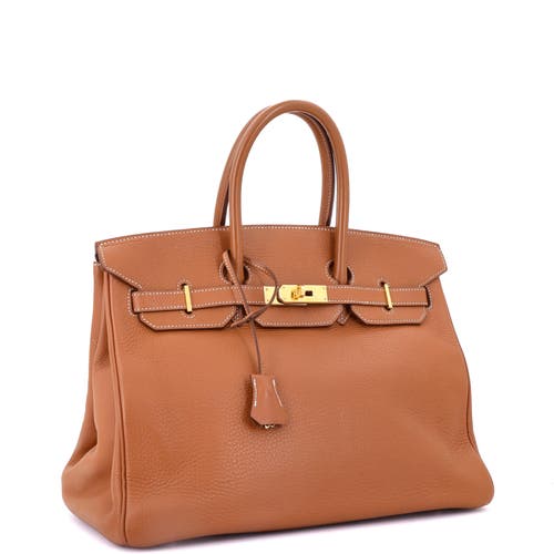 Pre-owned Hermes  Hermes Birkin Handbag Brown Clemence With Gold Hardware 35