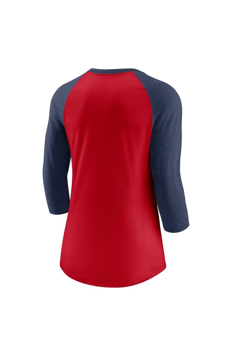 Nike Women's Nike Red/Navy Cleveland Guardians Next Up Tri-Blend Raglan 3/4-Sleeve T-Shirt, Alternate, color, Red