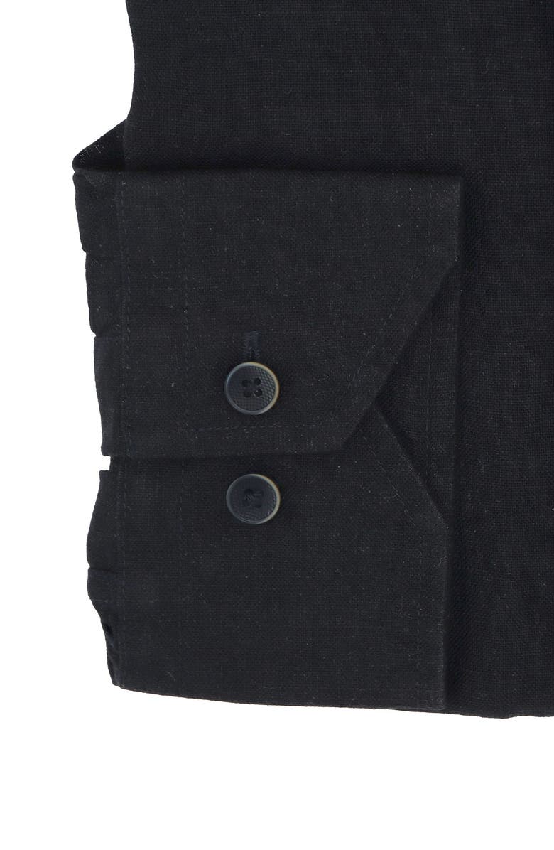 Lorenzo Uomo Solid Linen Trim Fit Dress Shirt, Alternate, color, Onyx