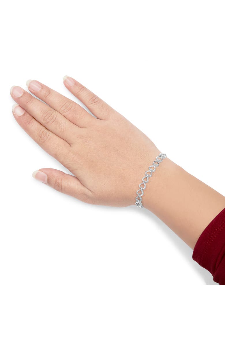 Haus of Brilliance Silver 1/10 Cttw Diamond Heart Link Bolo Bracelet, Alternate, color, White