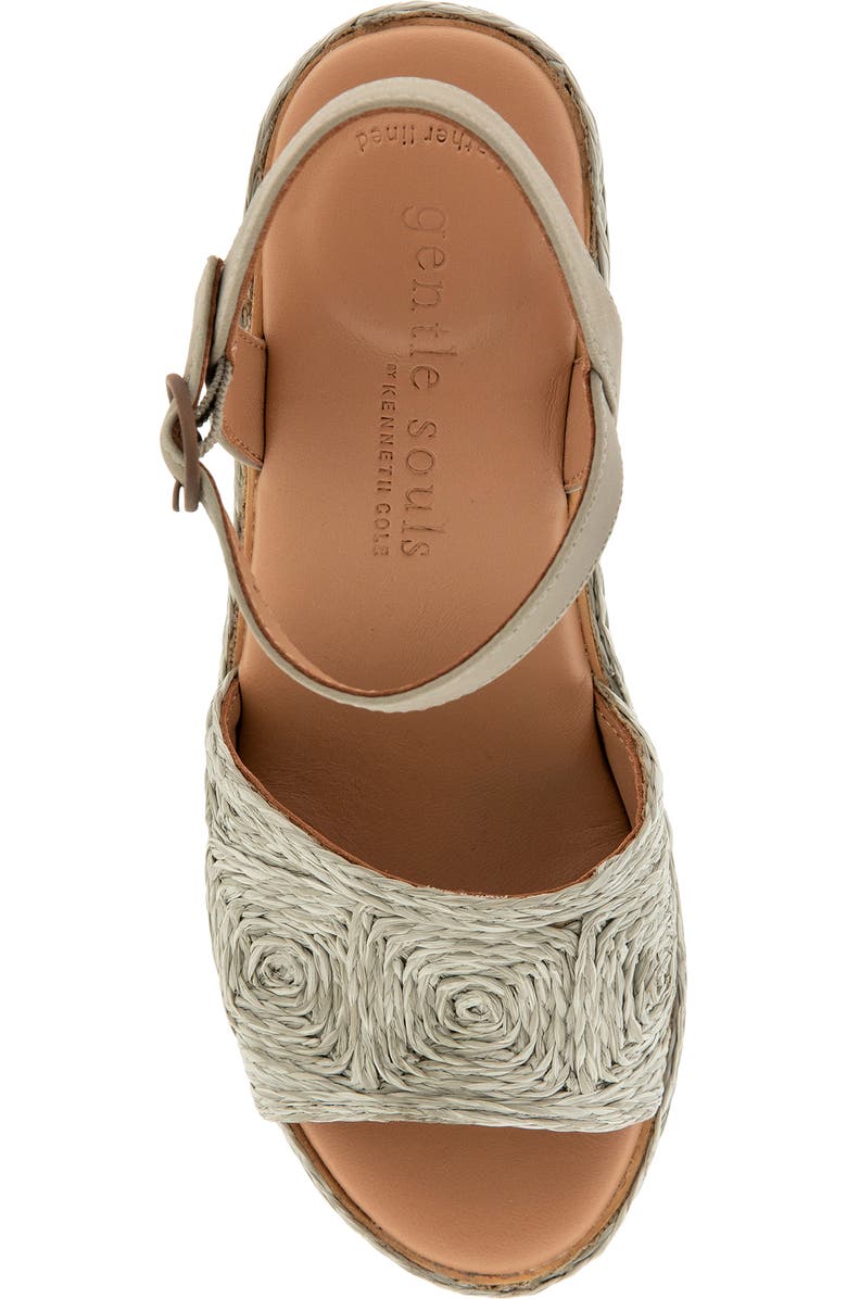 Gentle Souls Nevio Ankle Strap Platform Wedge Sandal, Alternate, color, Silver Sage Raffia