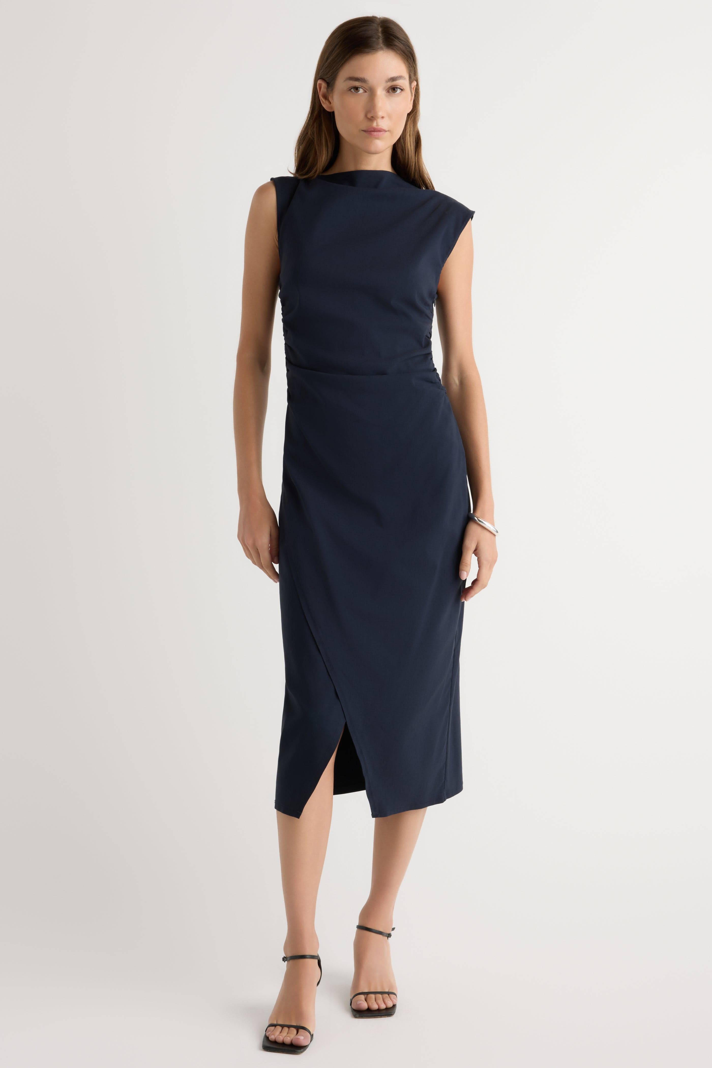 Manon Asymmetric-Neck Ruched Dress - image 3