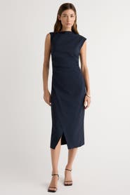Modern Citizen Manon Asymmetric-Neck Ruched Dress