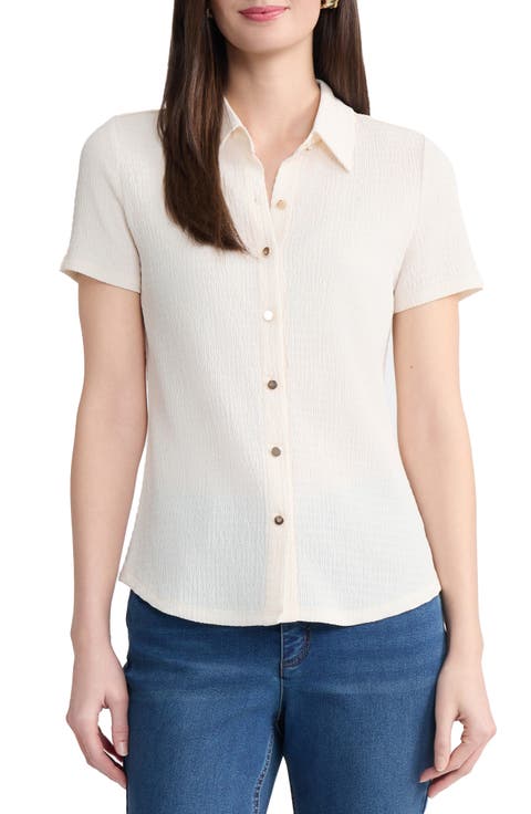 Texture Short Sleeve Button-Up Shirt