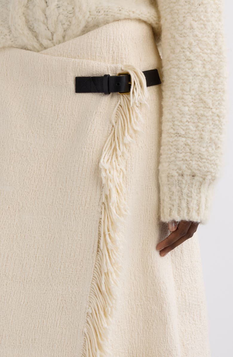 Isabel Marant Galla Fringed Cotton & Linen Wrap Skirt, Alternate, color, Ecru