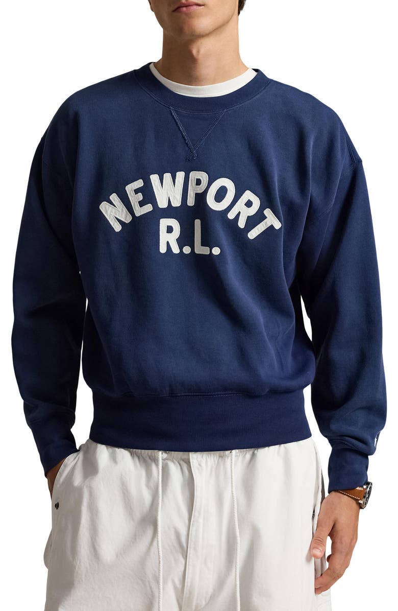 Polo Ralph Lauren Vintage Fit Fleece Graphic Sweatshirt, Main, color, Newport Navy