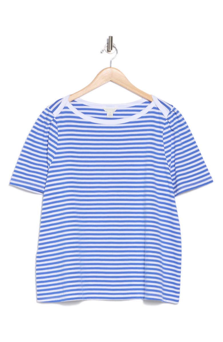 Caslon<sup>®</sup> Stripe Envelope Neck Knit Top, Alternate, color, Blue Dazzle- White Stripe