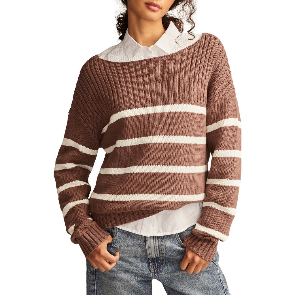 LUCKY BRAND LUCKY BRAND STRIPE BOAT NECK SWEATER