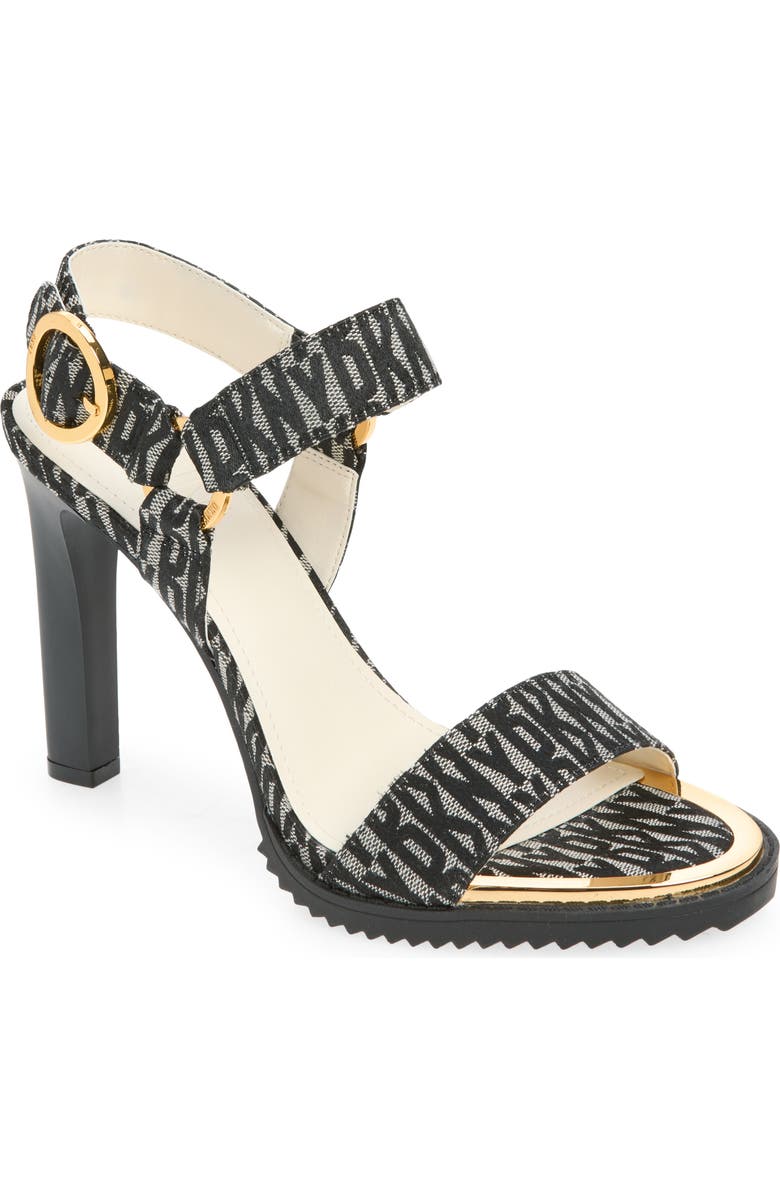 DKNY Blaire Ankle Strap Sandal, Main, color, Black/ Eggnog