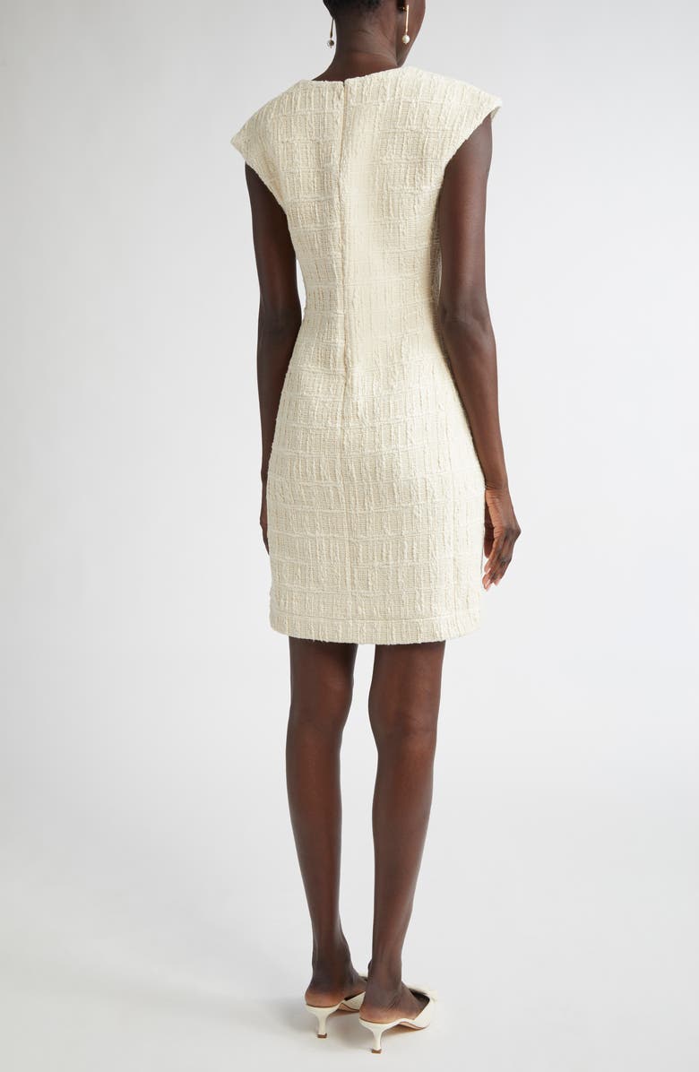 ST. JOHN Plaid Tweed Sheath Dress, Alternate, color, Ecru