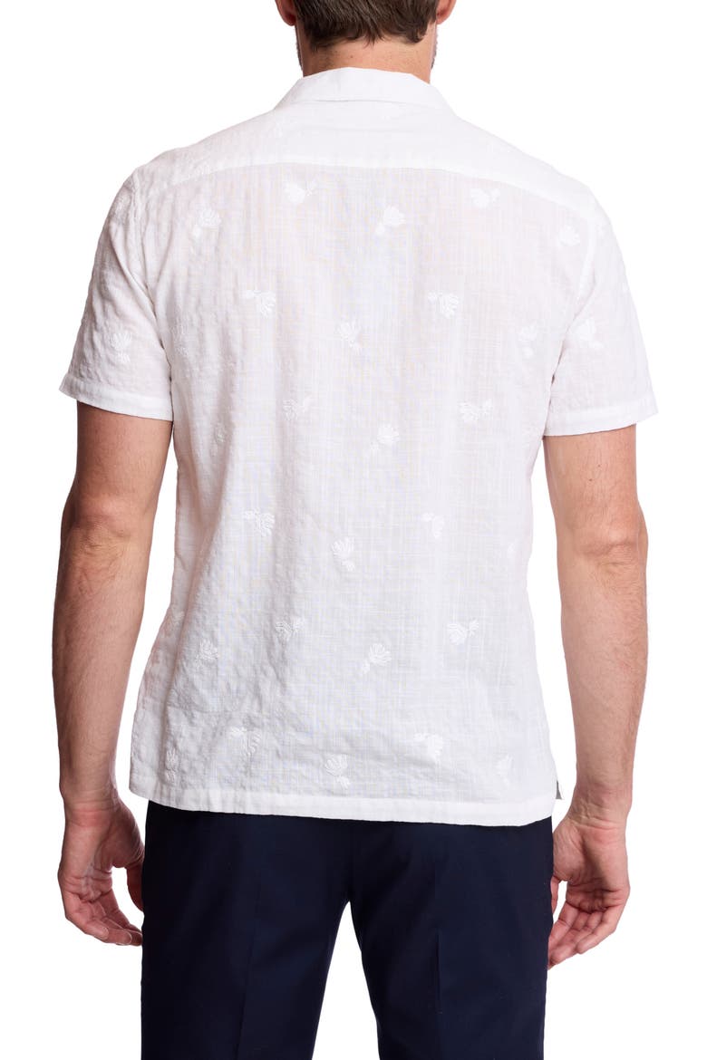 Embroidered Cotton Blend Camp Shirt, Alternate, color, WHITE EMBROIDERED FLOWERS