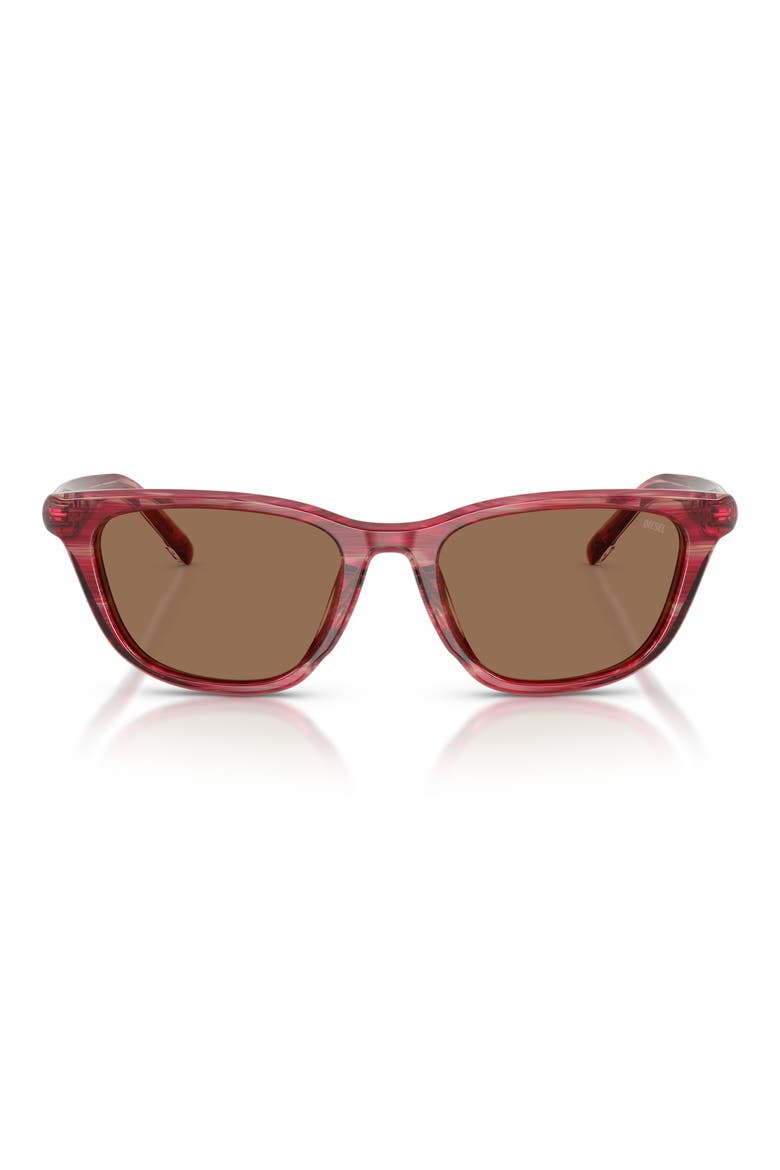 52mm Cat Eye Sunglasses, Main, color, STRIATED RED / DARK BROWN