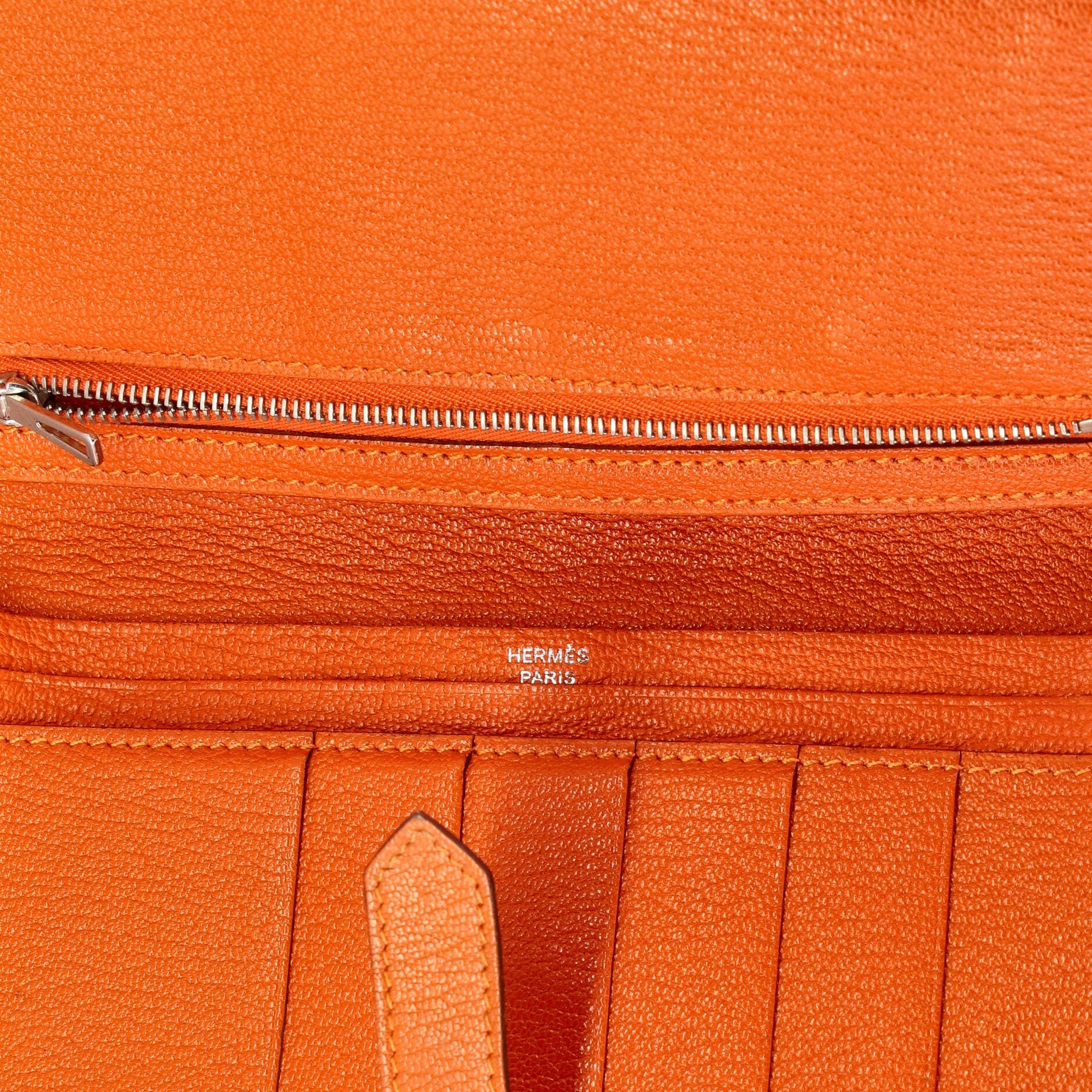 Pre-Owned Hermes Bearn Wallet Chevre Mysore Long, Alternate, color, Feu