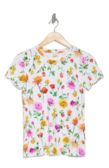 Shop L Agence L'agence Ressi Floral T-shirt In White Multi Mix Rose