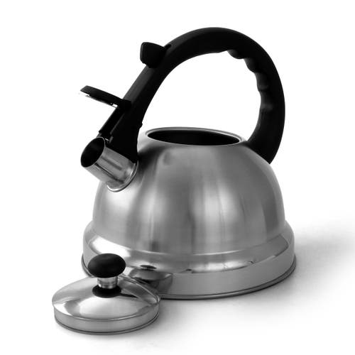 Mr Coffee Claale 2.2 Quart Brushed Stainless Steel Whistling Tea Kettle With Nylon Handle In Silver