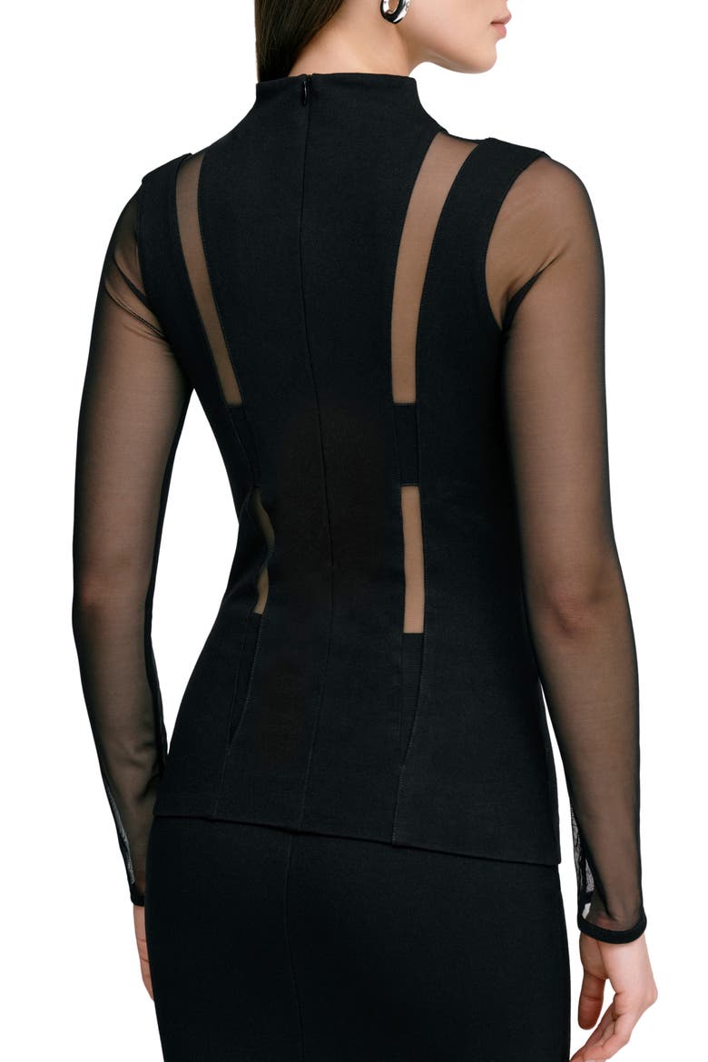 Amelia Ponte & Mesh Top, Alternate, color, BLACK