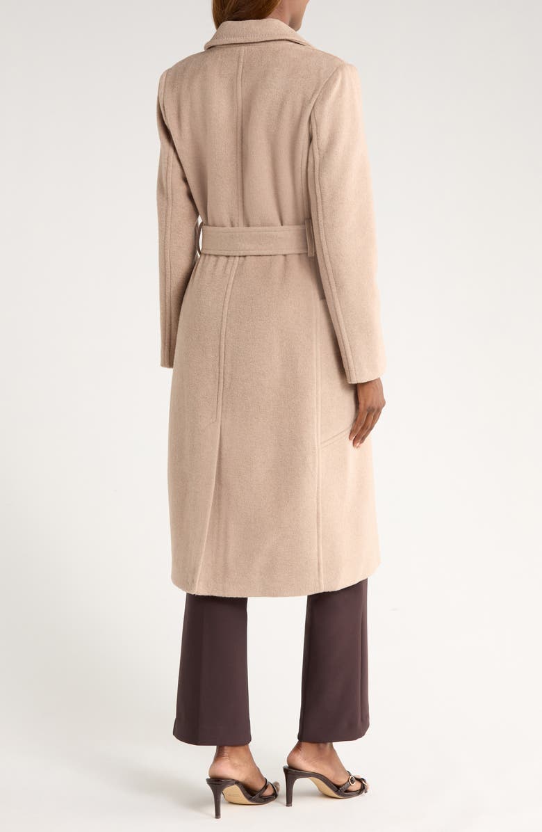 Bernardo Belted Wool Blend Longline Coat, Alternate, color, Oatmeal