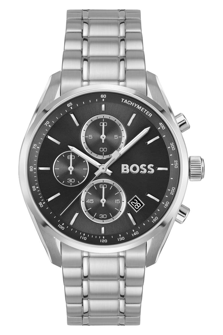 Grand Prix Chronograph Bracelet Watch, 40mm, Main, color, BLACK