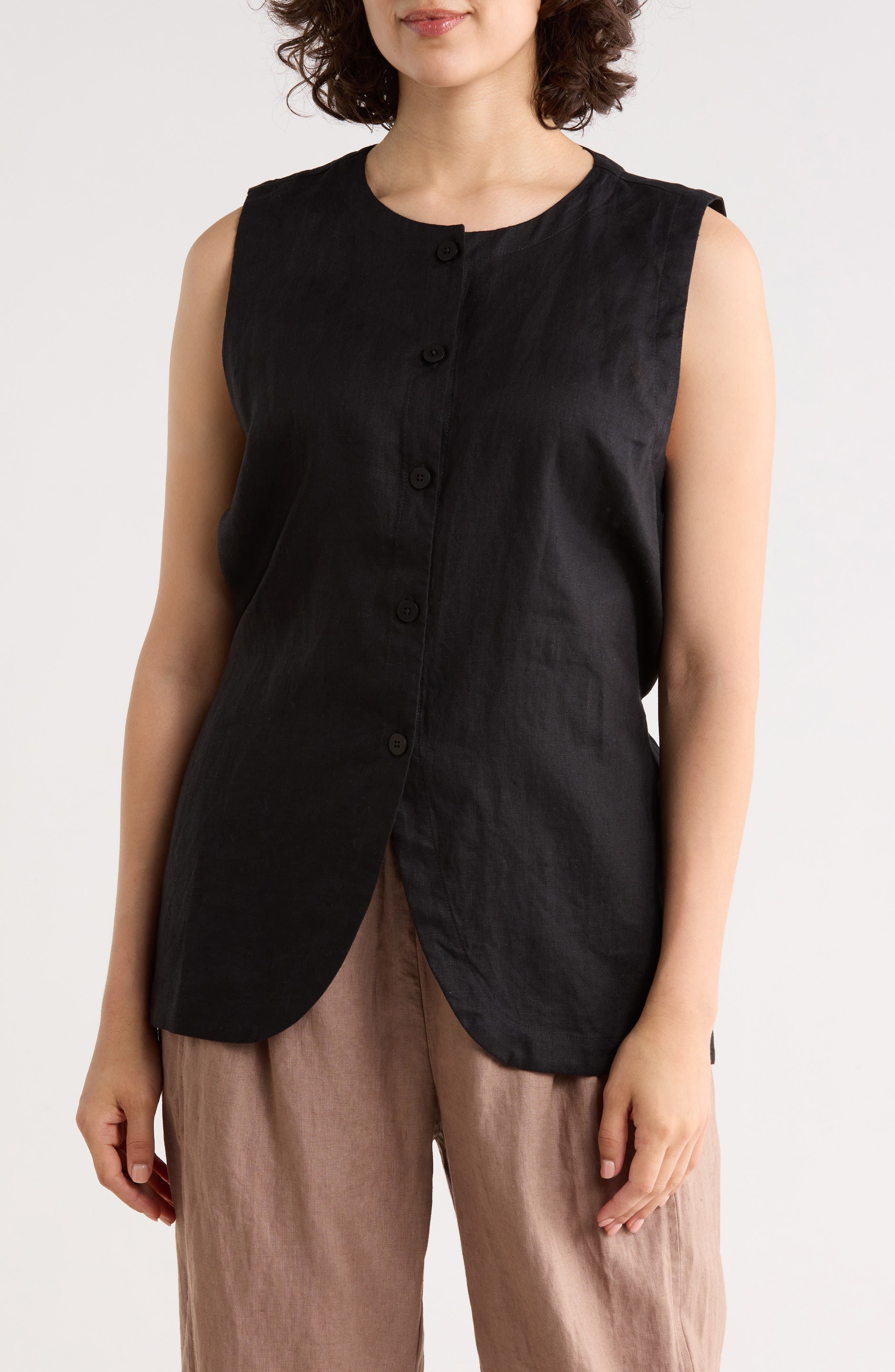 Eileen Fisher Organic Linen Long Vest