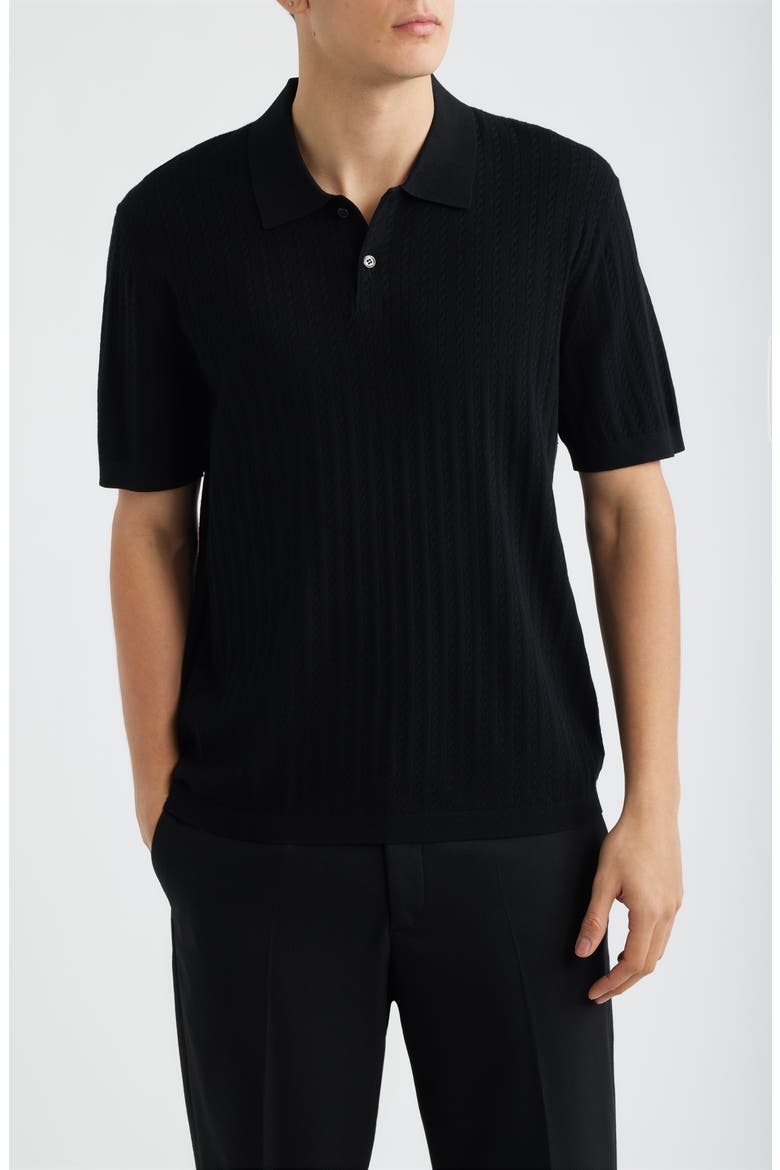 Cable Knit in Light Bilen Polo, Main, color, BLACK