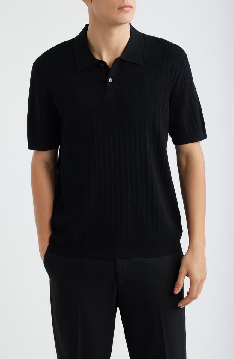 Theory Cable Knit in Light Bilen Polo, Main, color, Black