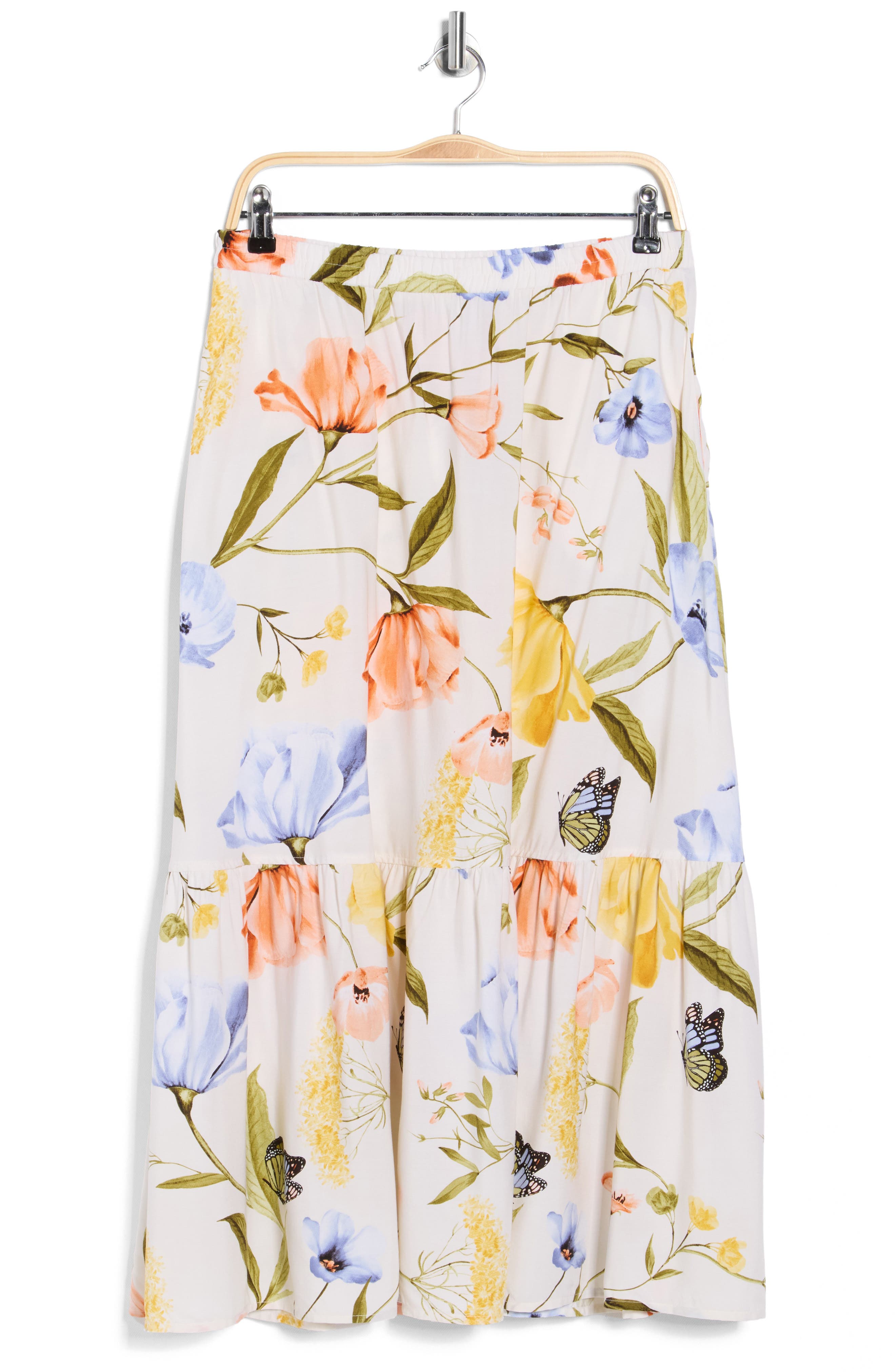 Ellen Tracy Tiered Pull-On Midi Skirt